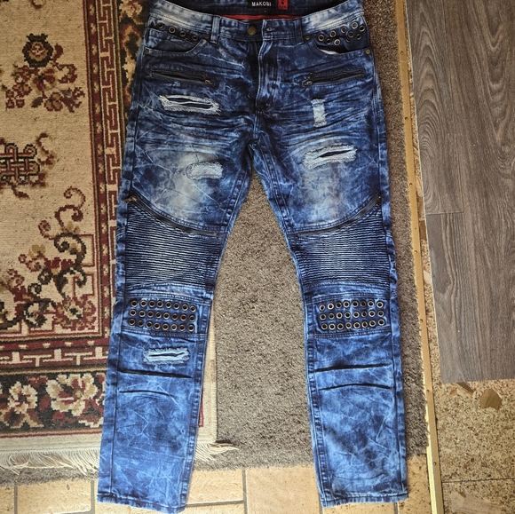 HOST PICK๐๐MAKOBI MK never worn distressed designer mens jeans ๐ sz36x34 - Picture 4 of 13